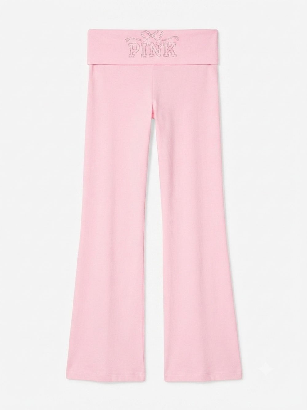 PINK x LoveShackFancy Rhinestone Foldover Flare Leggings Small Short NWT